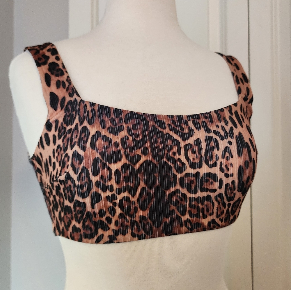 ASOS Fuller Bust Leopard Print Swim Top 36DD/E